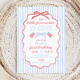 Little Firecracker 4th of July 1st Birthday 招待状