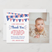 Little Firecracker 7月1日の誕生日の写真4th サンキューカード (正面)