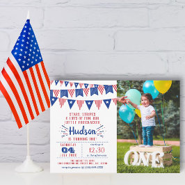 Little Firecracker 7月1日の誕生日の写真4th 招待状