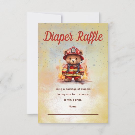 Little Firefighter Bear Baby Shower Diaper Raffle  (正面)
