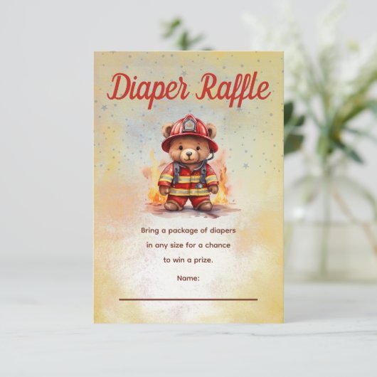 Little Firefighter Bear Baby Shower Diaper Raffle  (スタンド正面)