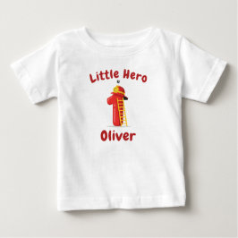 Little Firefighter Hero First Birthday ベビーTシャツ