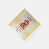 Little Firefighter Teddy Bear Baby Shower  スタンダードカクテルナプキン (角)