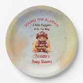 Little Firefighter Teddy Bear Baby Shower  ペーパープレート (正面)