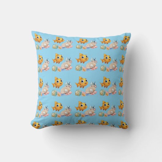 Little Fish Throw Pillow クッション (正面)