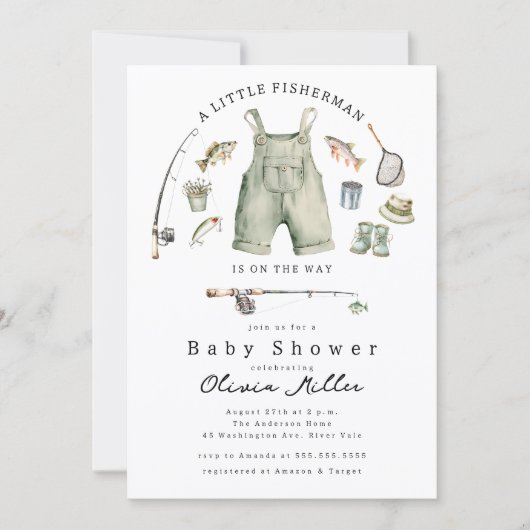 Little Fisherman Baby Shower Invitation 招待状 (正面)