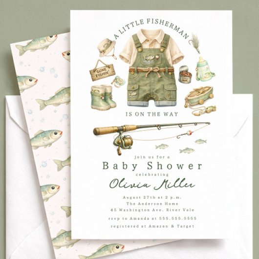 Little Fisherman Baby Shower Invite 招待状