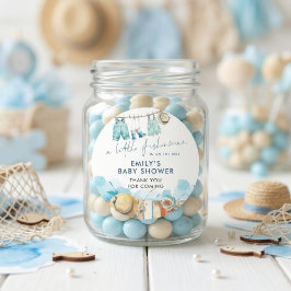 Little Fisherman Clothesline Baby Shower Thank You ラウンドシール