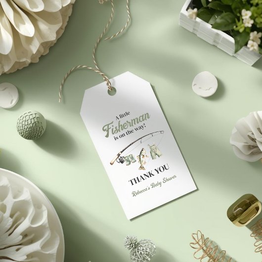 Little Fisherman Clothesline Fishing Baby Shower ギフトタグ
