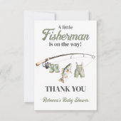 Little Fisherman Clothesline Fishing Baby Shower サンキューカード (正面)