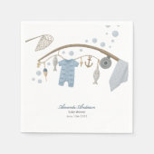 Little Fisherman Fishing Boy Baby Shower Blue スタンダードカクテルナプキン (正面)