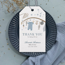 Little Fisherman Fishing Boy Baby Shower Thank You ギフトタグ