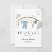 Little Fisherman Fishing Boy Baby Shower Thank You サンキューカード (正面)