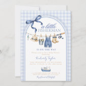 Little Fisherman Fishing Reel Boy Baby Shower 招待状 (正面)