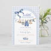 Little Fisherman Fishing Reel Boy Baby Shower 招待状 (スタンド正面)