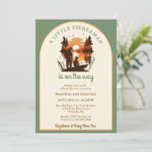 Little Fisherman On the Way Sage Boy Baby Shower 招待状 (スタンド正面)