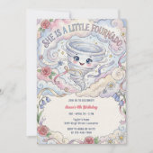 Little Fournado Cute Tornado Girl Birthday Party 招待状 (正面)