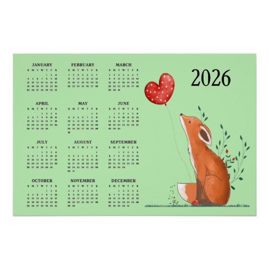 Little Fox Design 2026 Calendar  ポスター (正面)