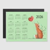 Little Fox Design 2026 Calendar Magnetic Card (正面/裏面)