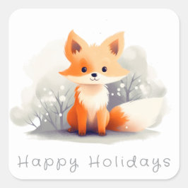 Little fox in winter スクエアシール