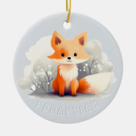 Little fox in winter セラミックオーナメント
