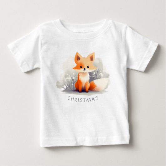 Little fox in winter, personalized ベビーTシャツ (正面)