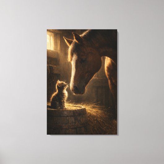 Little Friend | 馬と子猫 | 張りキャンバス (正面)