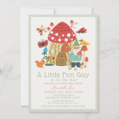 Little Fun Guy Gnome Mushroom Boy Baby Shower 招待状 (正面)