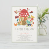 Little Fun Guy Gnome Mushroom Boy Baby Shower 招待状 (スタンド正面)