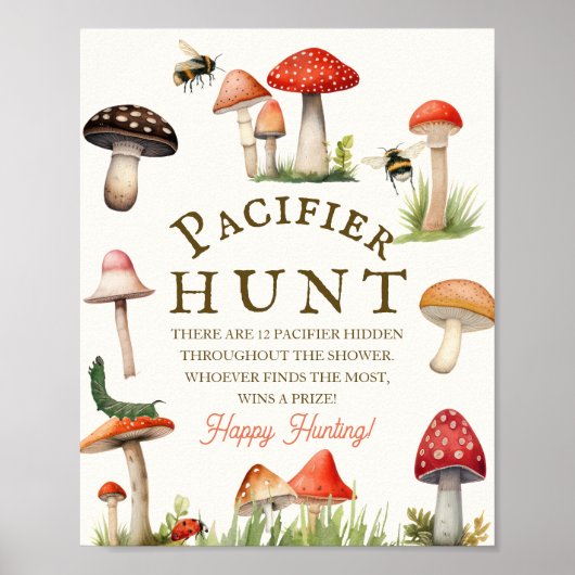 Little Fun Guy Mushroom Bee Baby Pacifier Hunt ポスター (正面)