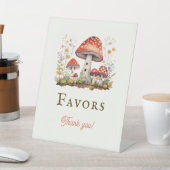 Little Fun Guy Mushroom Bee Baby Shower Favors 台座サイン (インサイチュ)