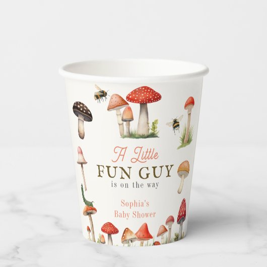 Little Fun Guy Mushroom Bee Boy Baby Shower 紙コップ (裏面)