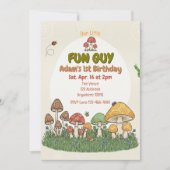 Little Fun Guy, Mushroom Fungi Birthday 招待状 (正面)