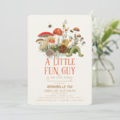 Little Fun Guy Mushroom Worm Snail Boy Baby Shower 招待状 (スタンド正面)