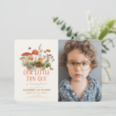 Little Fun Guy Mushroom Worms Photo Birthday 招待状 (スタンド正面)