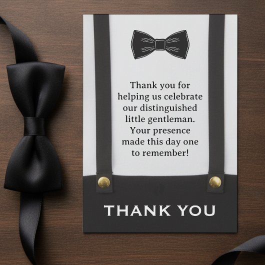 Little Gentleman Bowtie Boy Birthday Baby Shower サンキューカード