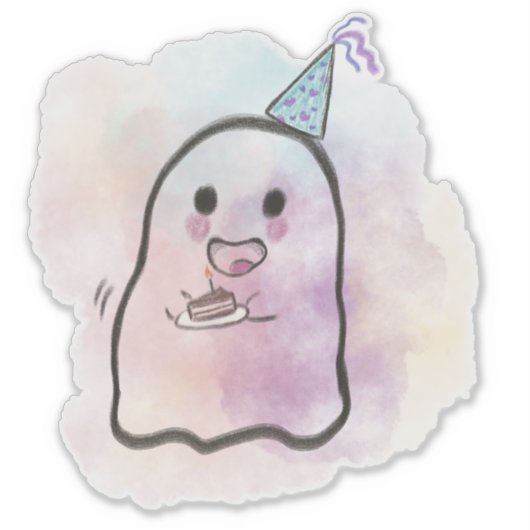 Little ghost celebrates birthday  シール (正面)
