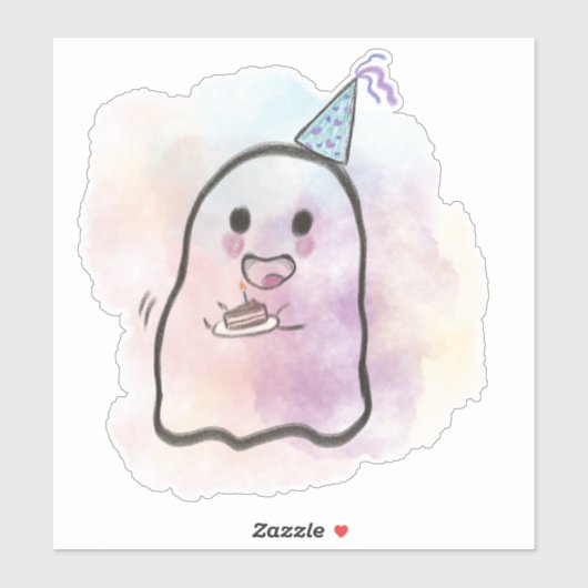 Little ghost celebrates birthday  シール (シート)