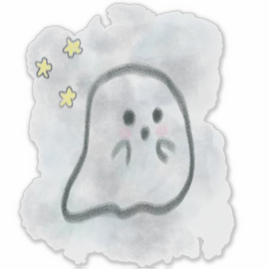 Little ghost is scared  シール (正面)
