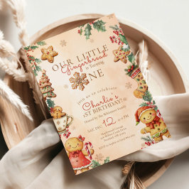 Little Gingerbread 1st Birthday Christmas 招待状