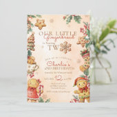 Little Gingerbread 2nd Birthday Christmas 招待状 (スタンド正面)