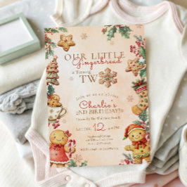 Little Gingerbread 2nd Birthday Christmas 招待状