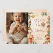 Little Gingerbread 2nd Birthday Christmas Photo 招待状 (正面/裏面)