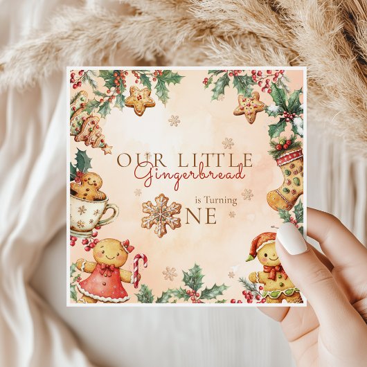 Little Gingerbread Christmas 1st Birthday スタンダードランチョンナプキン