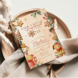 Little Gingerbread Christmas 1st Birthday 招待状