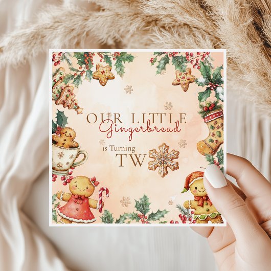Little Gingerbread Christmas 2nd Birthday スタンダードランチョンナプキン