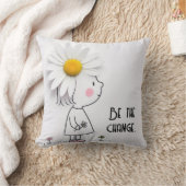 Little Girl and White Daisy With Quote クッション (ブランケット)