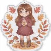 Little girl autumn sticker シール (正面)