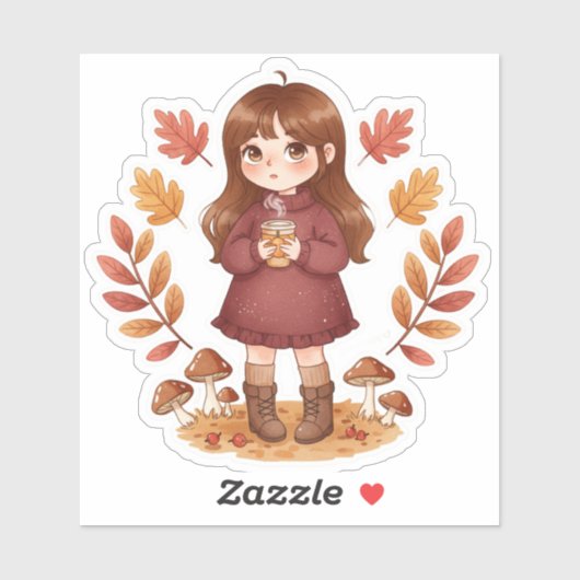 Little girl autumn sticker シール (シート)