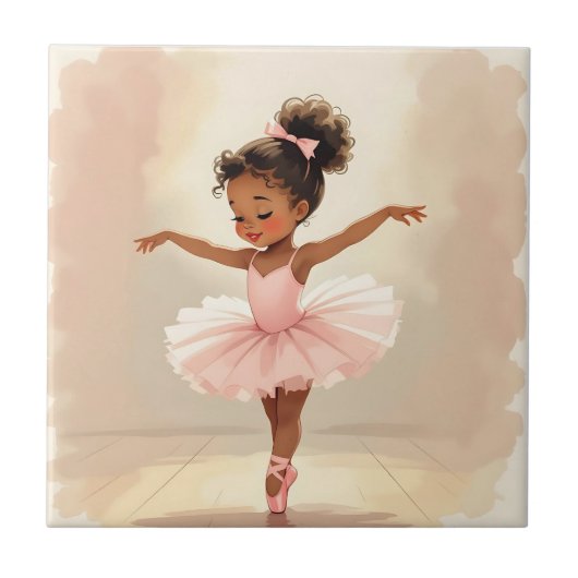 Little Girl Ballerina in Pink Tutu  タイル (正面)